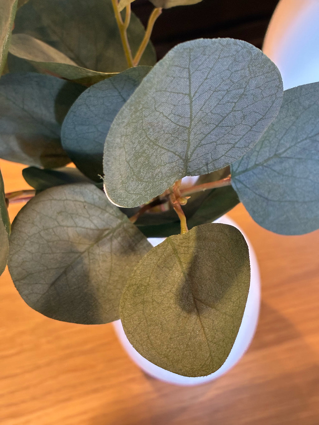 White Ceramic Vase With Faux Eucalyptus