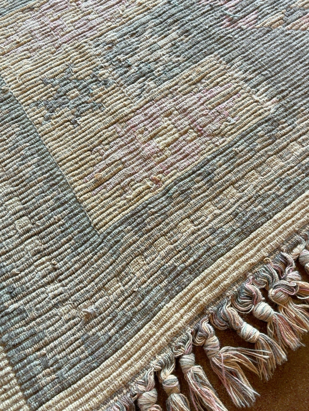 Blush & Charcoal Tribal Kilim-Style Rug