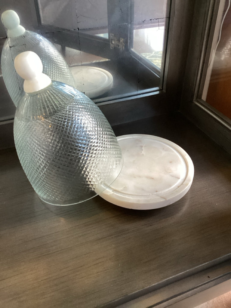 Decor Pieces |Glass Cloche w/marble base| NICHOLE MILLER HOME