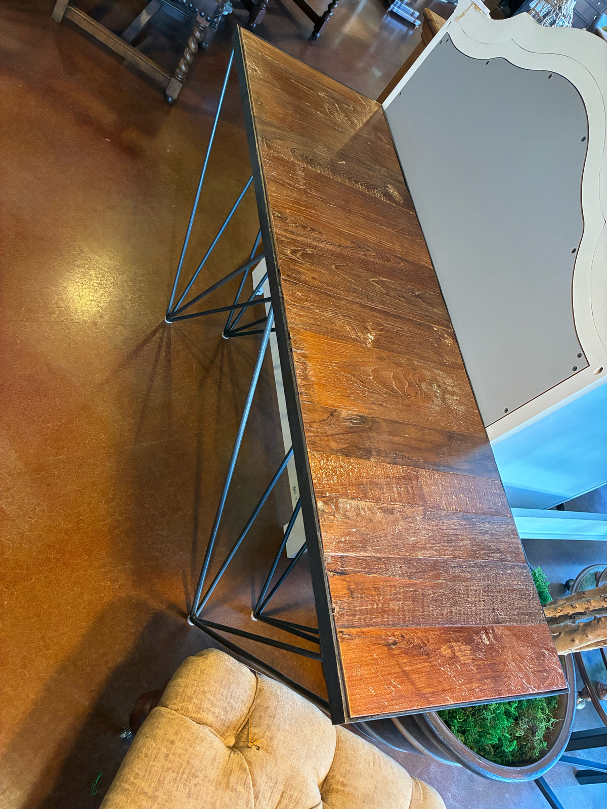 Rustic Industrial Wood & Iron Console Table