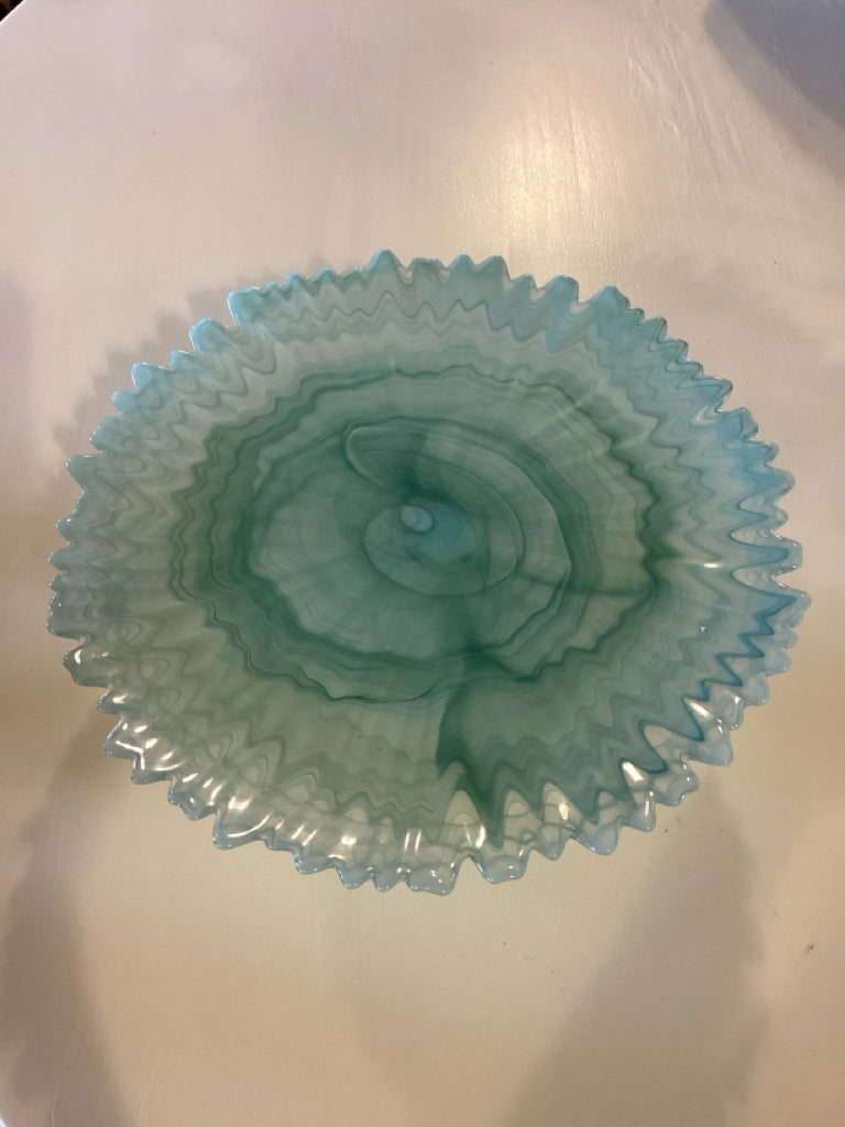 Tray | Aqua Pressed Glass Cake Stand