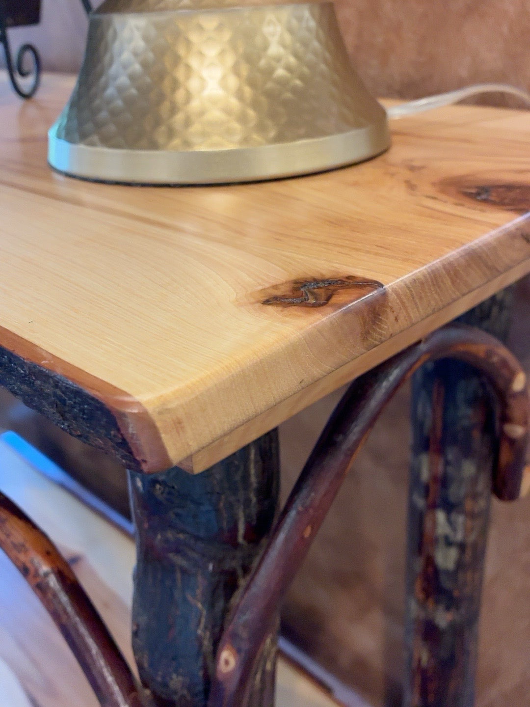Handcrafted Live-Edge Hickory Console Table