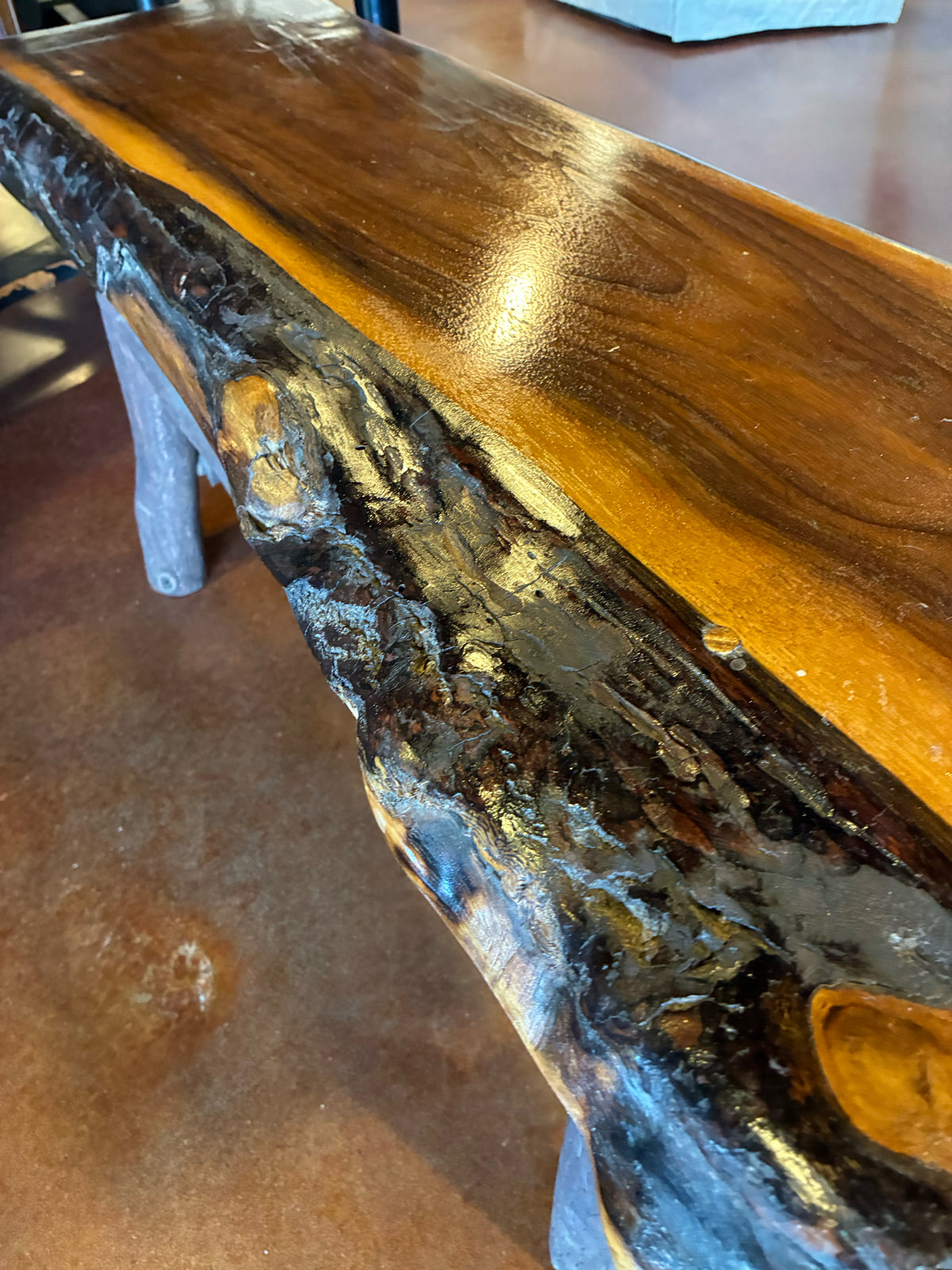 RUSTIC LIVE-EDGE WOOD BENCH
