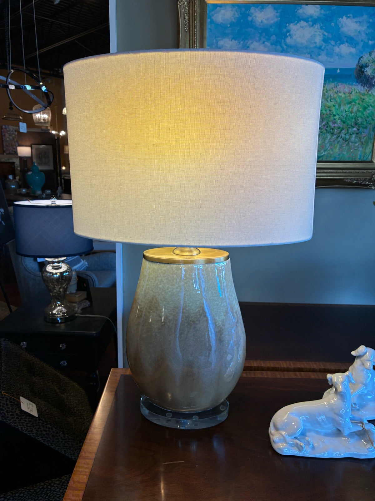 Champagne & Ivory Glass Table Lamp