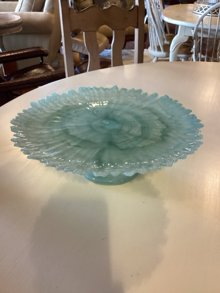 Tray | Aqua Pressed Glass Cake Stand