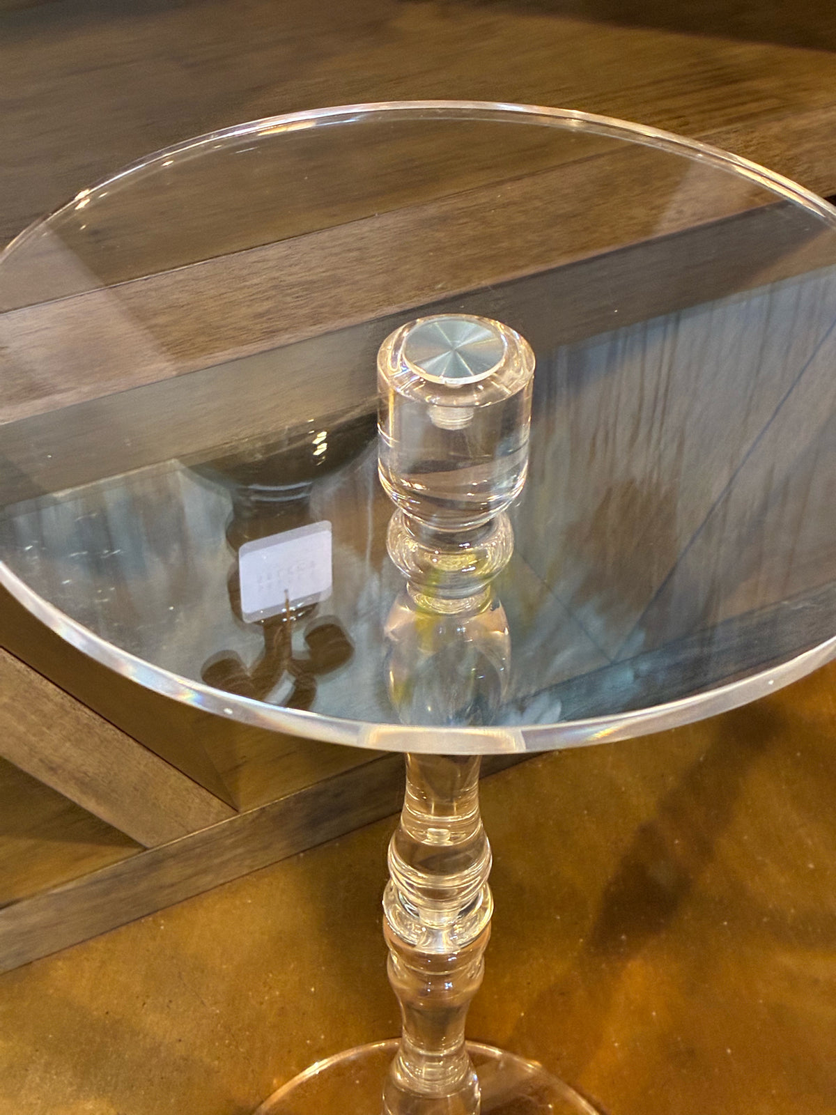 Clear Acrylic Turned Pedistal Drink Table