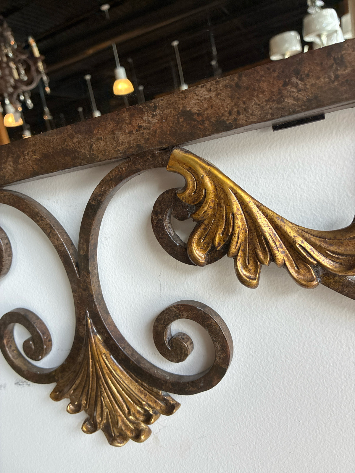 Oversized Ornate Iron & Gold Acanthus Wall Mirror