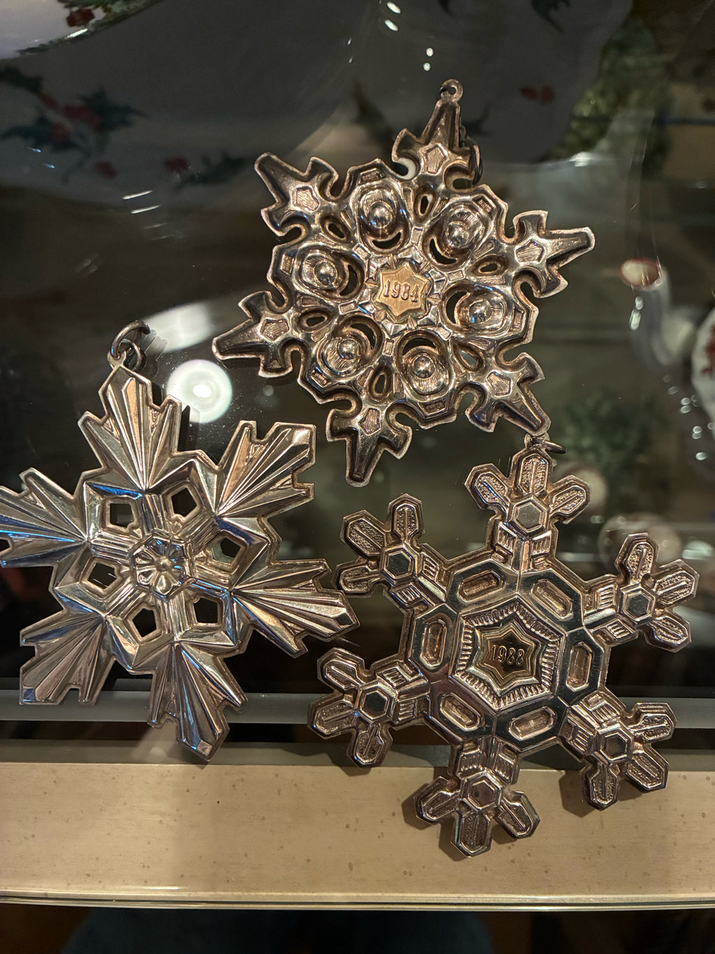 GORHAM STERLING SILVER CHRISTMAS SNOWFLAKE ORNAMENTS — SET OF 3