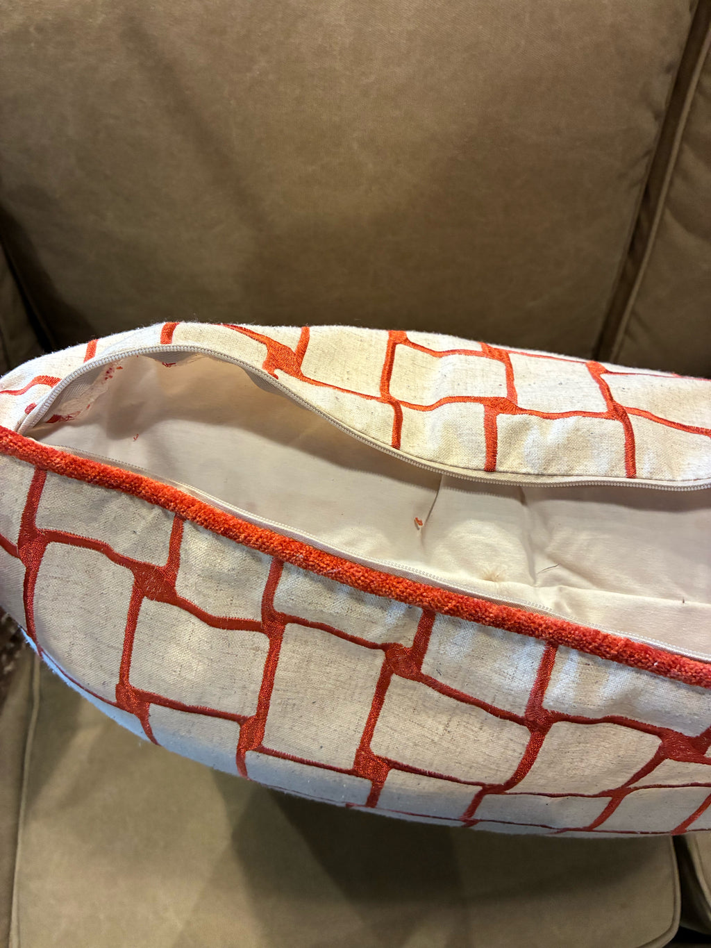 Oversized Embroidered Geometric Feather Pillow