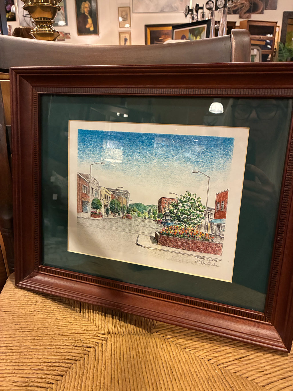 Lee James Panama - Signed Downtown Streetscape 1991