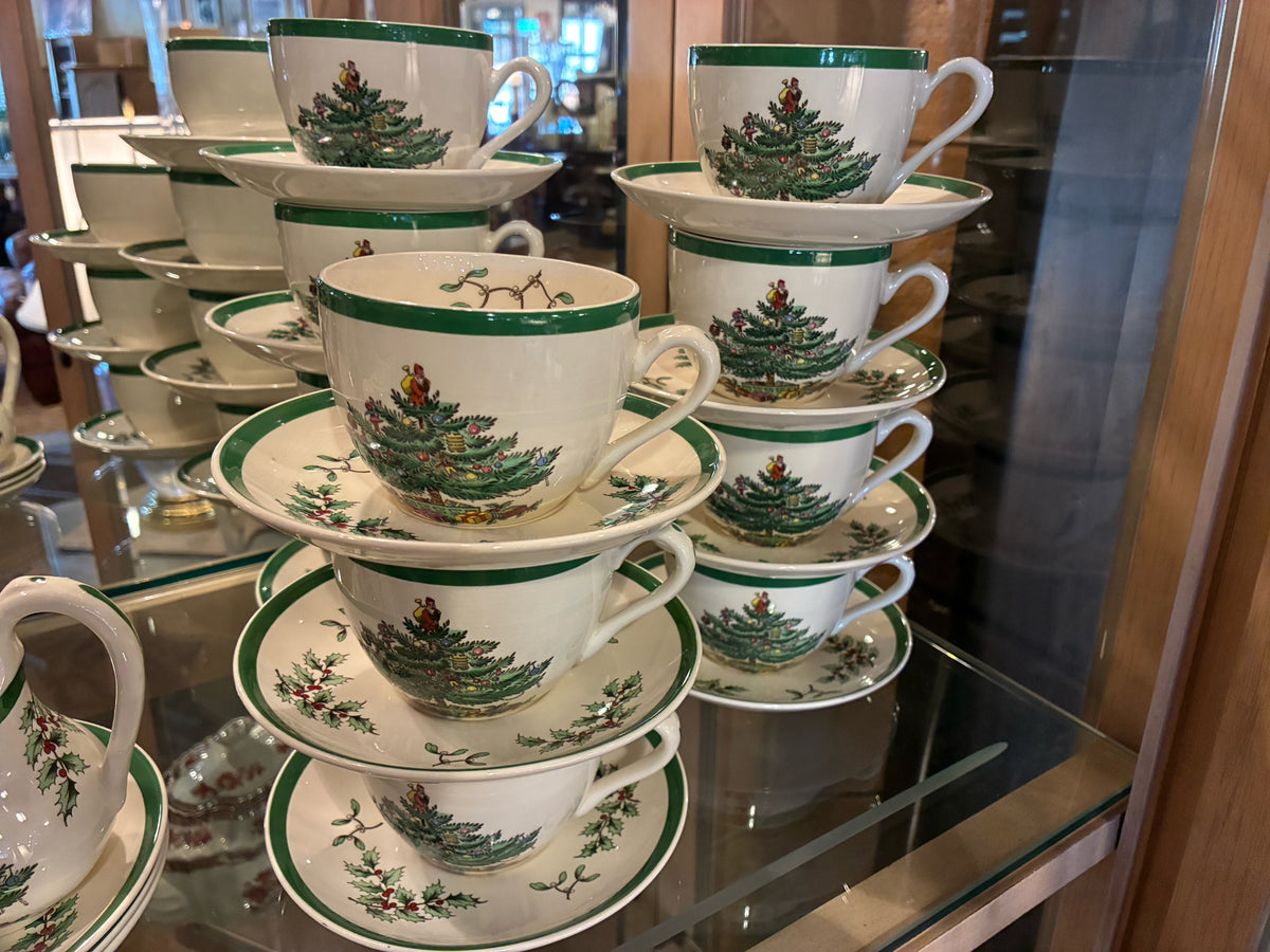 SPODE CHRISTMAS TREE ENGLISH TEA SERVICE — 49 PIECES