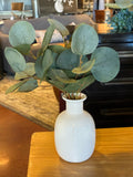 White Ceramic Vase With Faux Eucalyptus