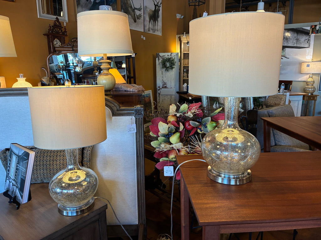 Pair of Silver Mercury Glass Lamps