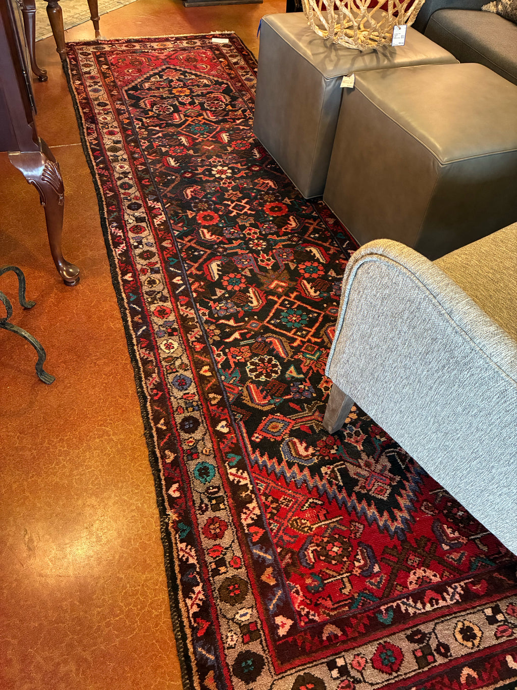 Hand Knotted Heriz-Style Wool Runner Rug