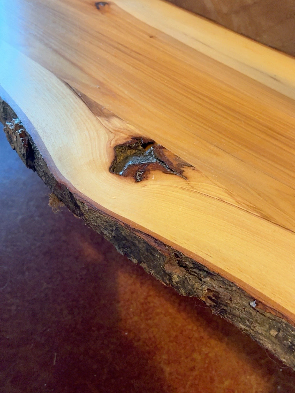 Handcrafted Live-Edge Hickory Console Table
