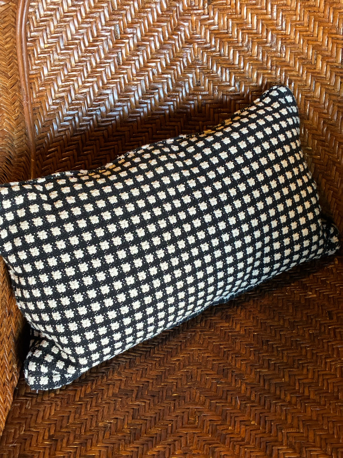 Black & Cream Woven Lumbar Pillow