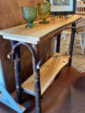 Handcrafted Live-Edge Hickory Console Table