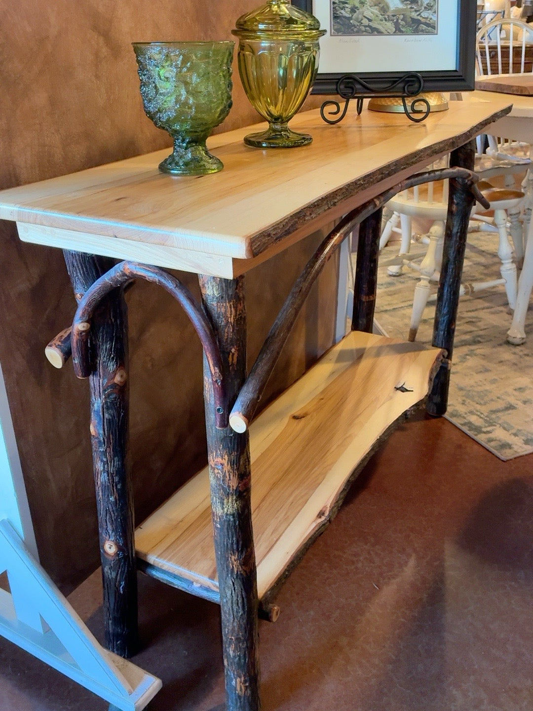 Handcrafted Live-Edge Hickory Console Table