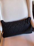 Black & Charcoal Geometric Velvet Lumbar Pillow