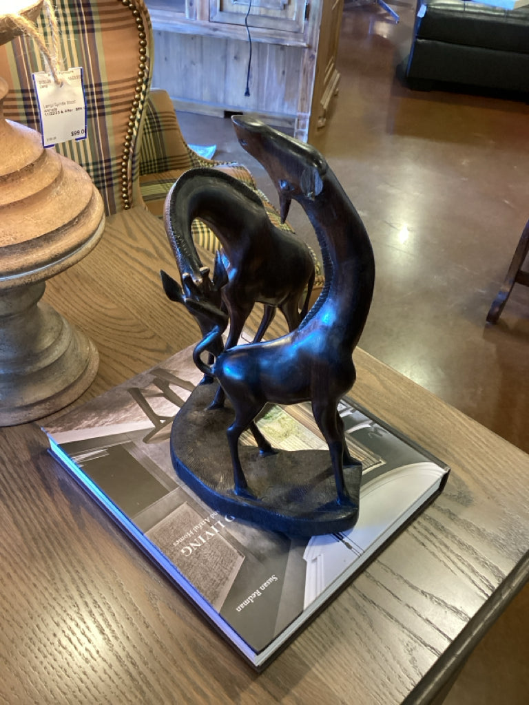 Sculpture|Hand-carved wood giraffe