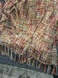 DKNY Multicolor Textured Woven Throw with Fringe