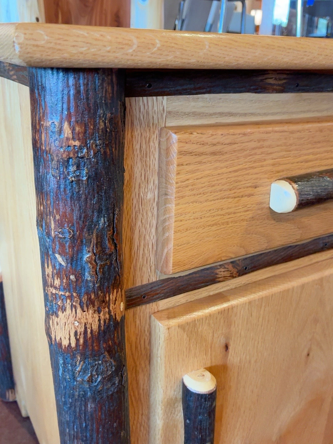 Handcrafted Rustic Oak Log Side table