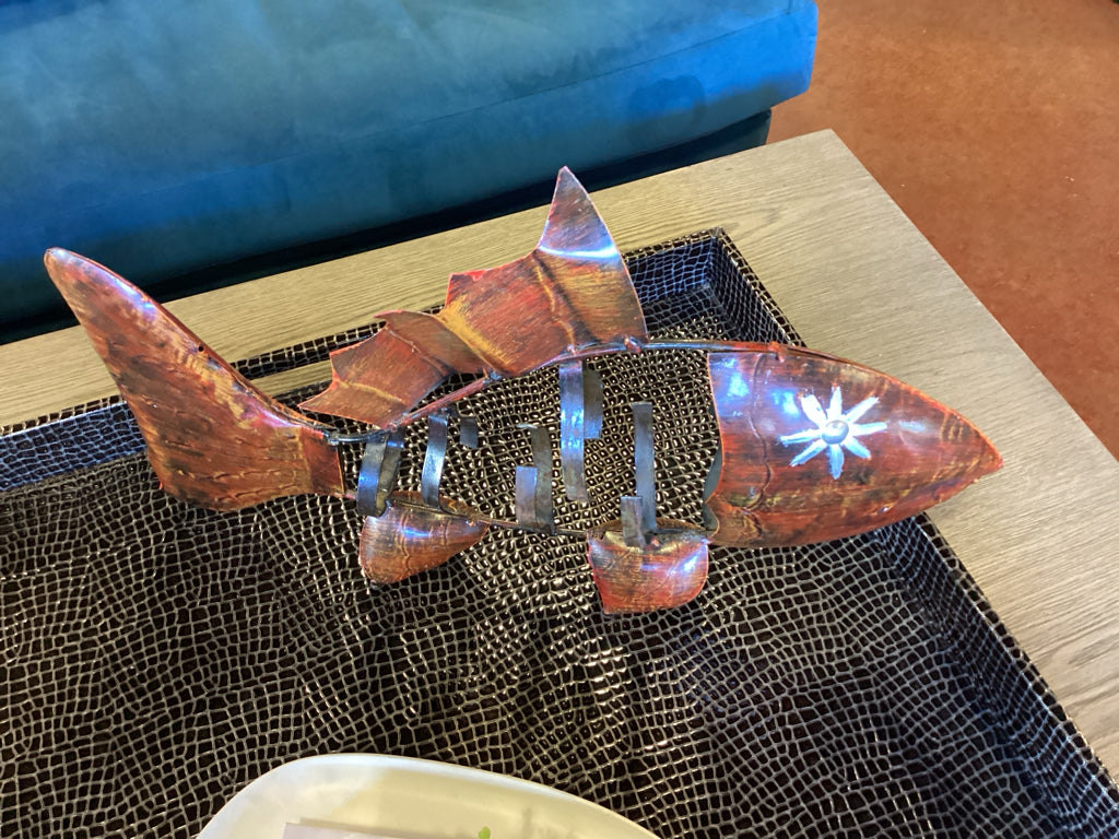 Large Handcrafted Rustic Metal Fish Sculpture