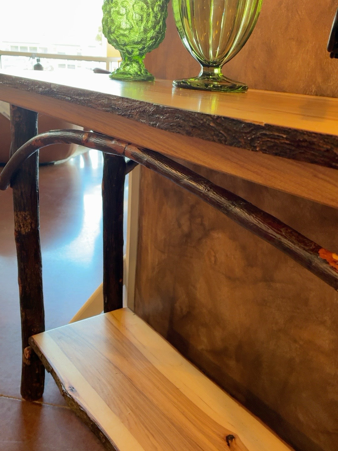 Handcrafted Live-Edge Hickory Console Table