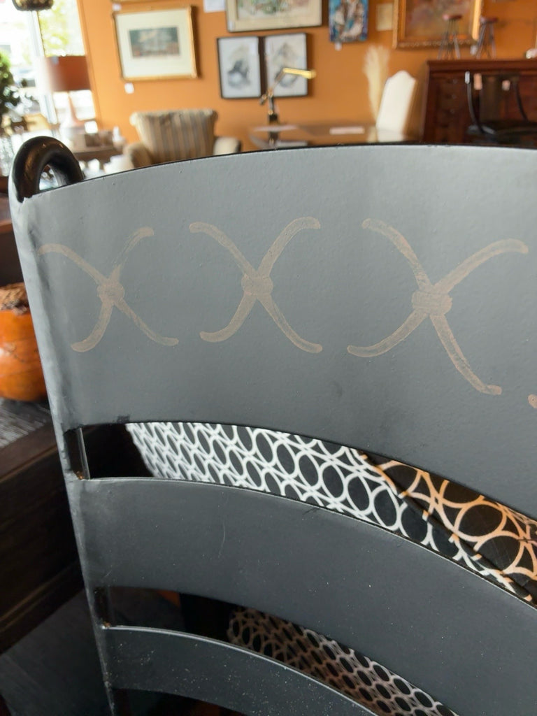 Decorative Painted Metal Bar Stools - PAIR