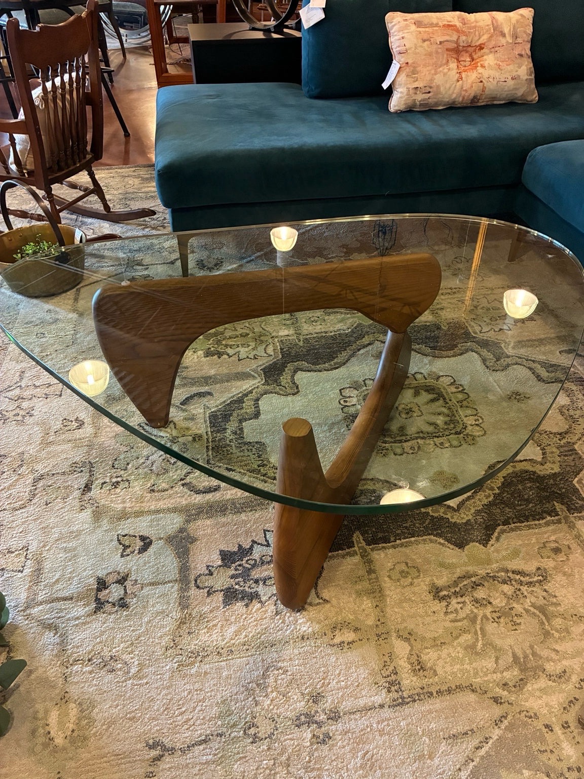 Mobilia Sculptural Walnut & Glass Coffee Table