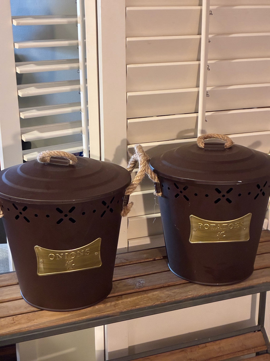 Onion & Potato Metal Storage Canisters—SET OF 2