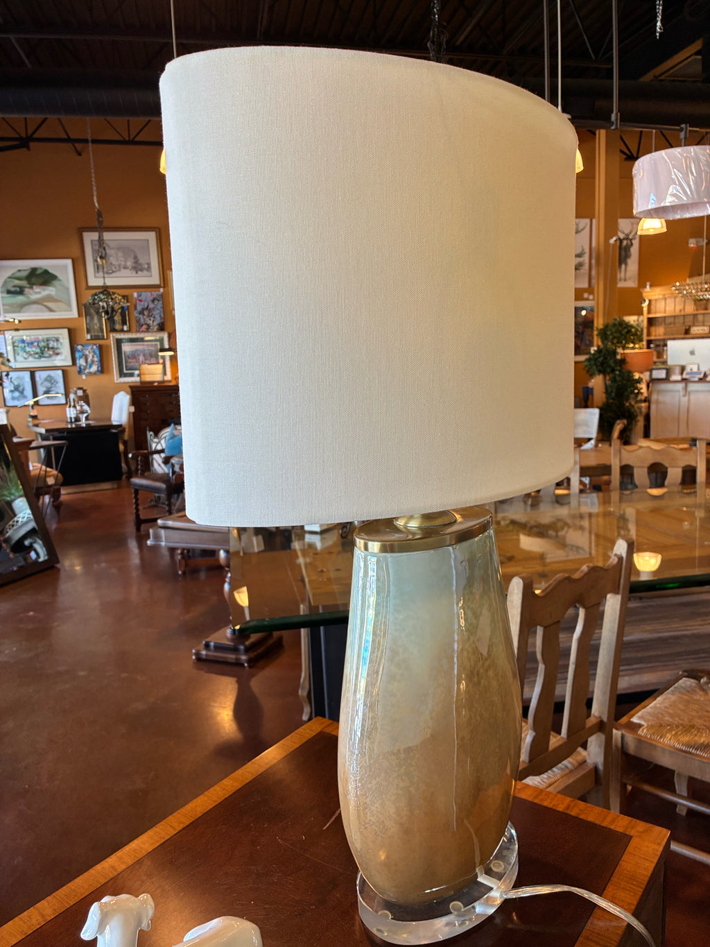 Champagne & Ivory Glass Table Lamp