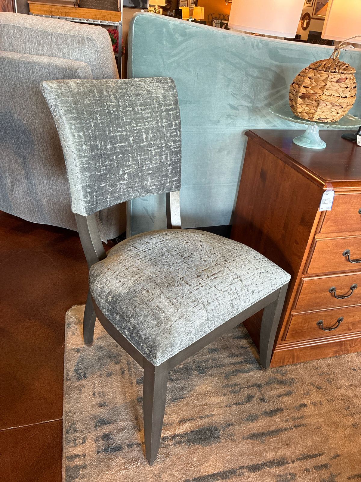 SET OF 2 Ethan Allen Blue Crushed Velvet Chairs