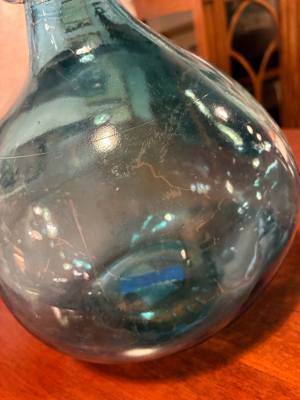 SET OF 3 Aqua Recycled Glass Demijohn Vases