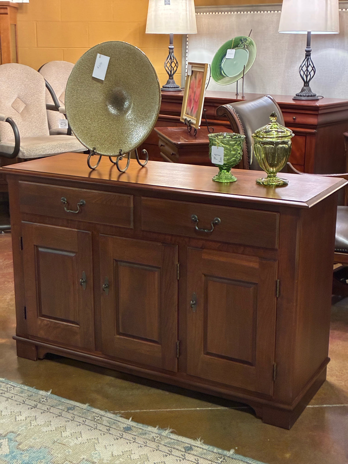 Traditional Cherry-Tone Three-Door Sideboard