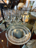 Etched Laurael Glassware & Dessert Plate Set — 11 pieces