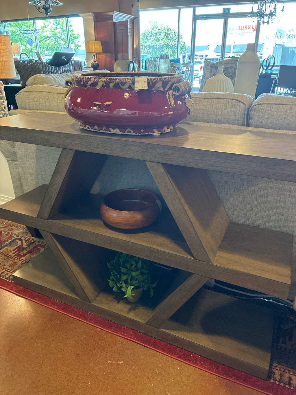 Geomentric Open-Shelf Console Table