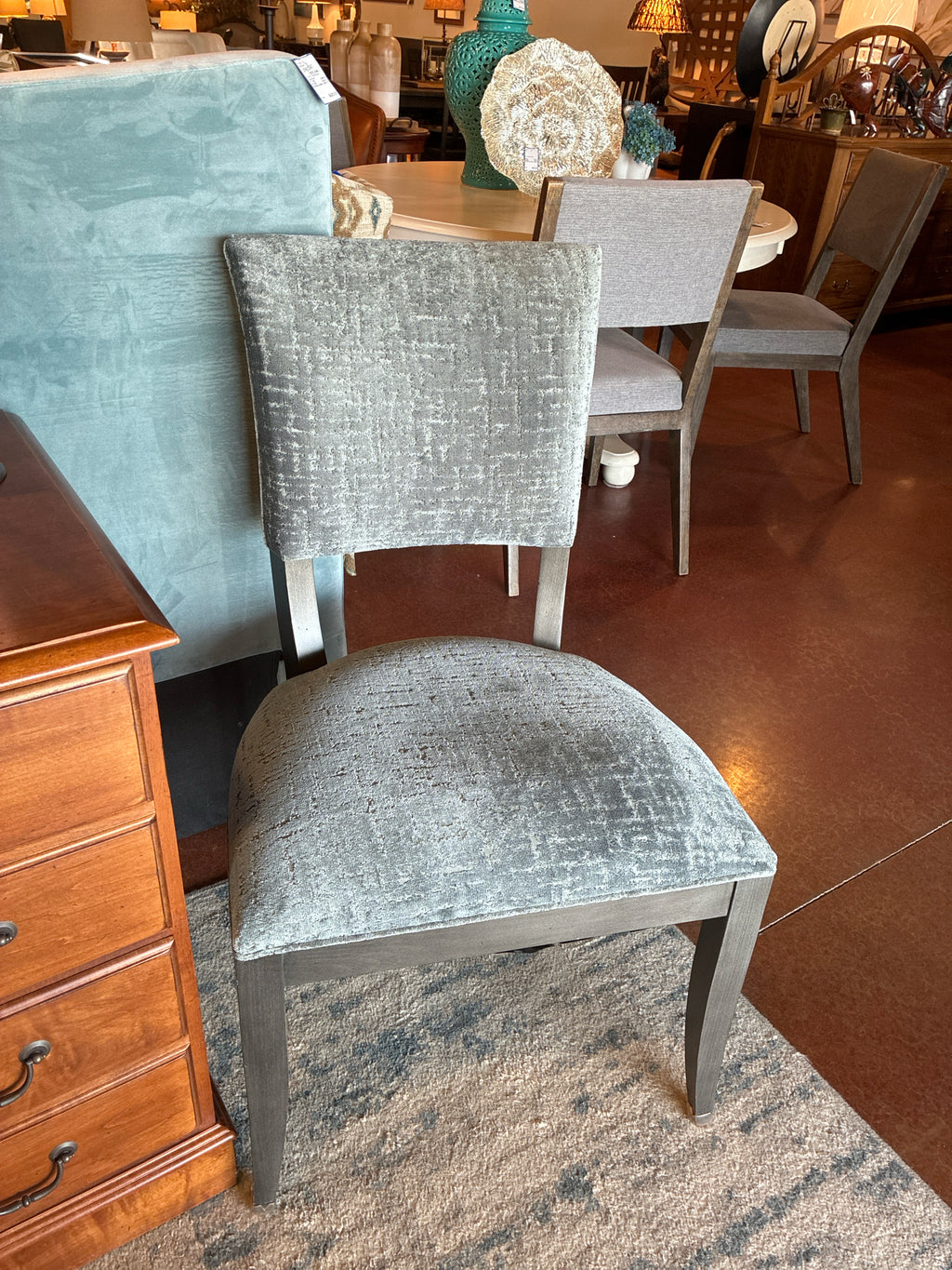 SET OF 2 Ethan Allen Blue Crushed Velvet Chairs
