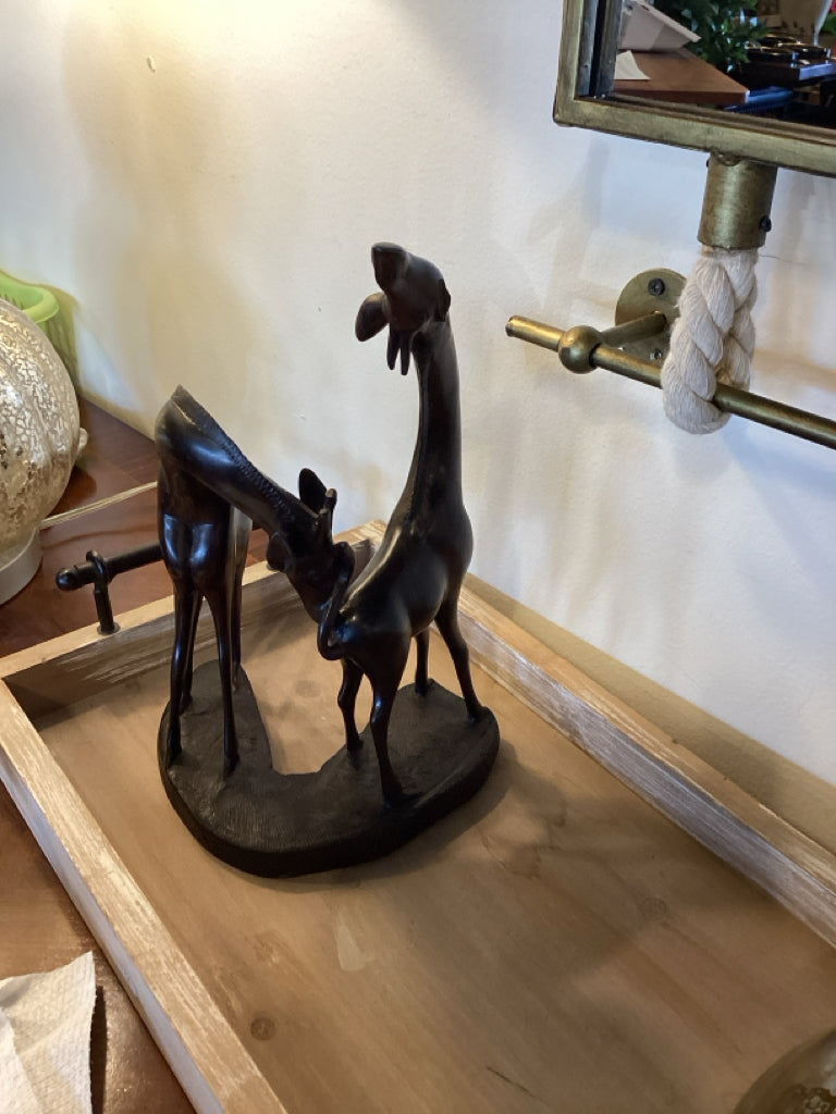 Sculpture|Hand-carved wood giraffe