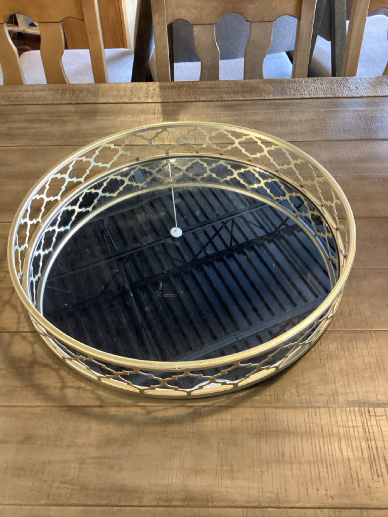 Antique Gold Finished Mirror Tray