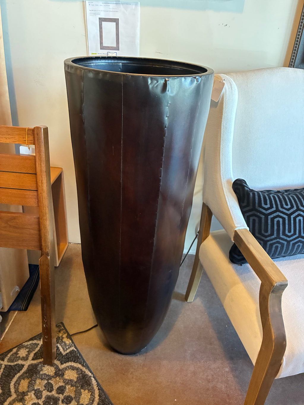 Oversized Metal Floor Vessel — 43.5" H