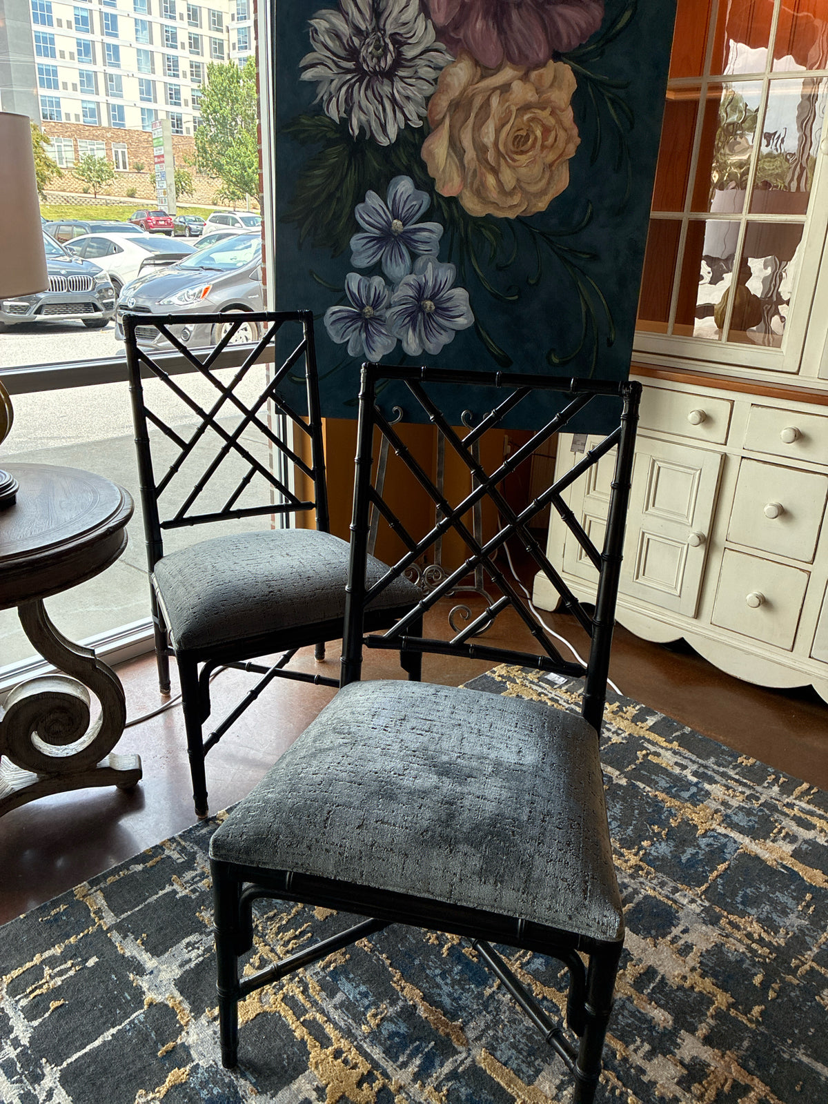 Set of 2 Dark Caned Back Ethan Allen Dining Room Chairs
