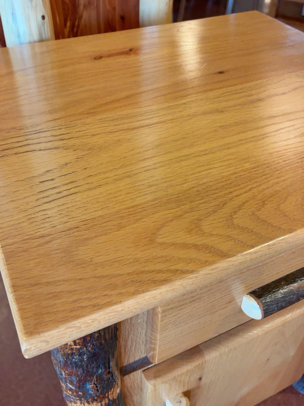 Handcrafted Rustic Oak Log Side table