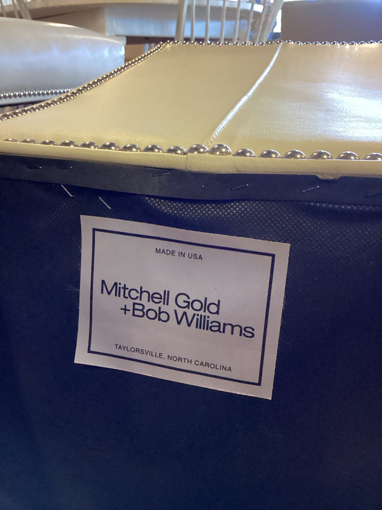 Set of 2 Mitchell Gold + Bob Williams Leather Counter Height Leather Barstools
