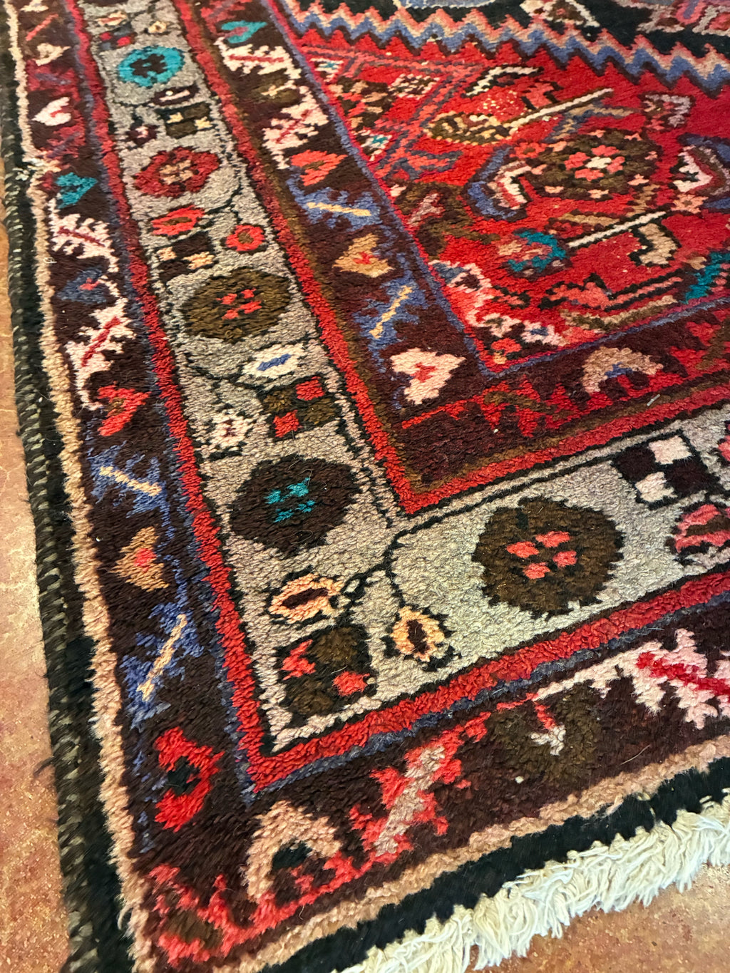 Hand Knotted Heriz-Style Wool Runner Rug