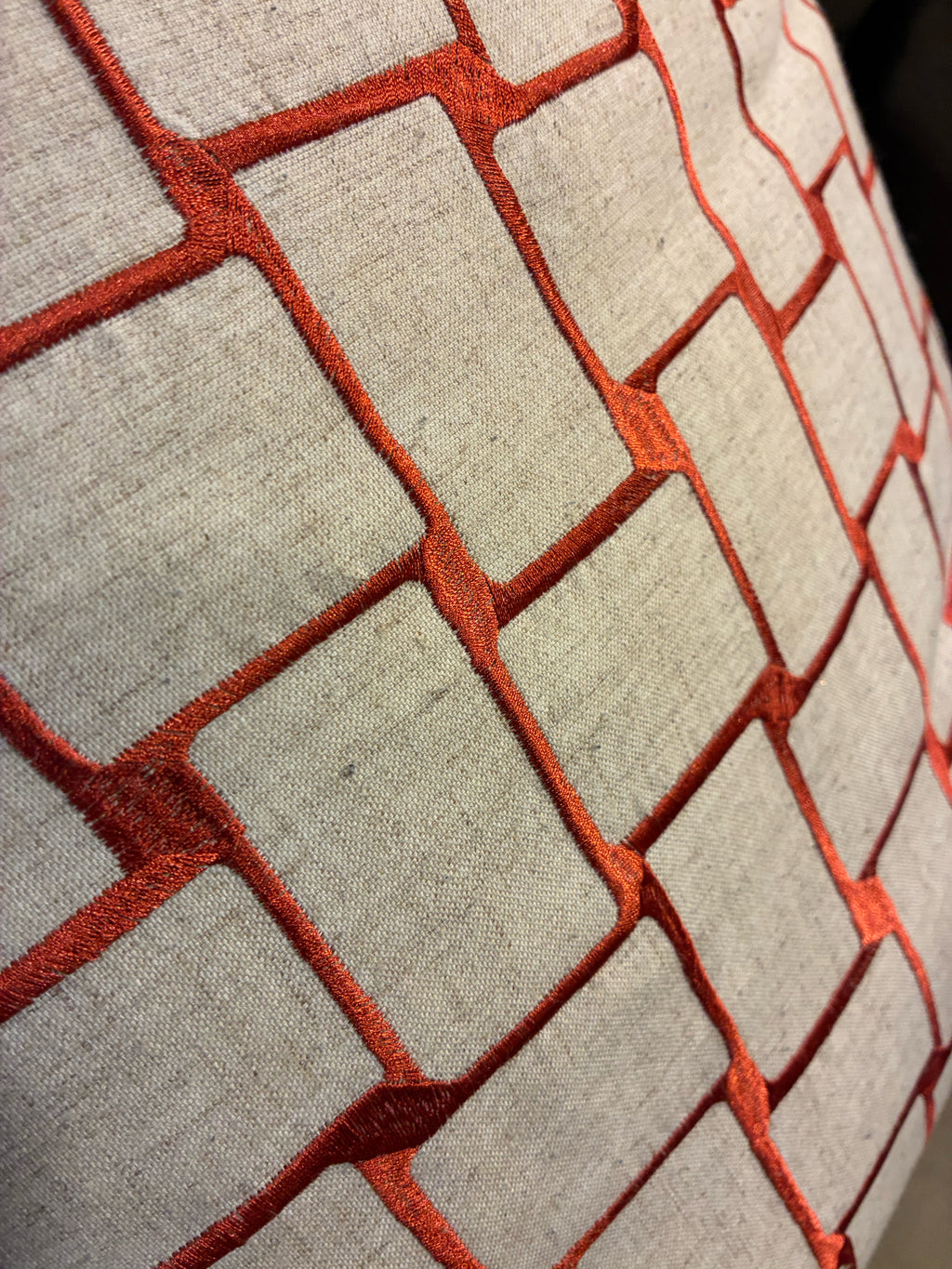 Oversized Embroidered Geometric Feather Pillow