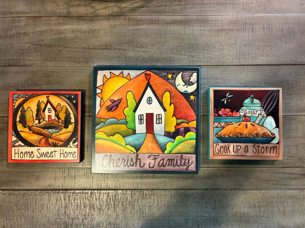 Sticks Whimsical Folk Art Wall Plaques — Set of 3