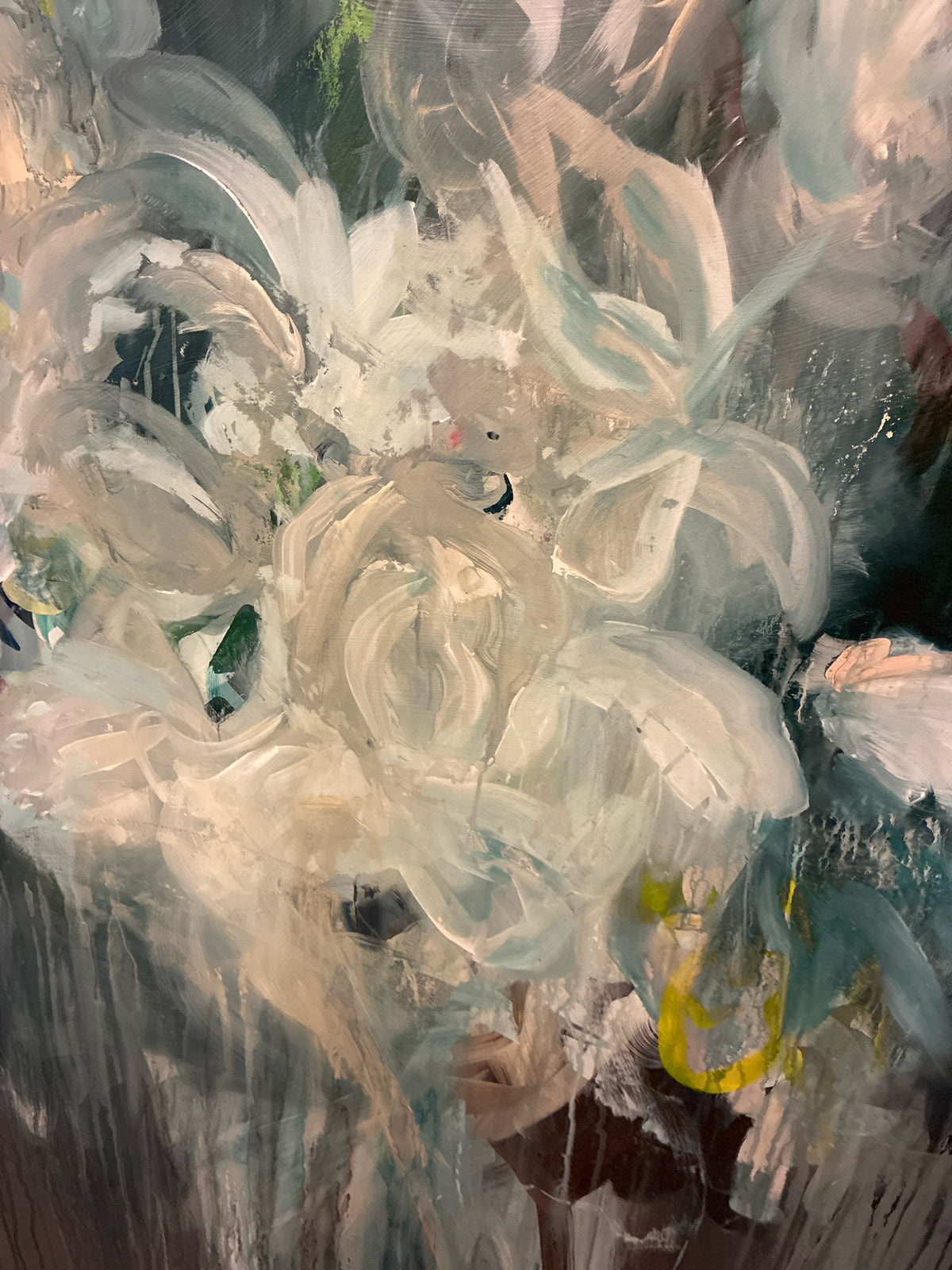 Sarah Stockstill "Grey Flora" Hand-Embellished Canvas