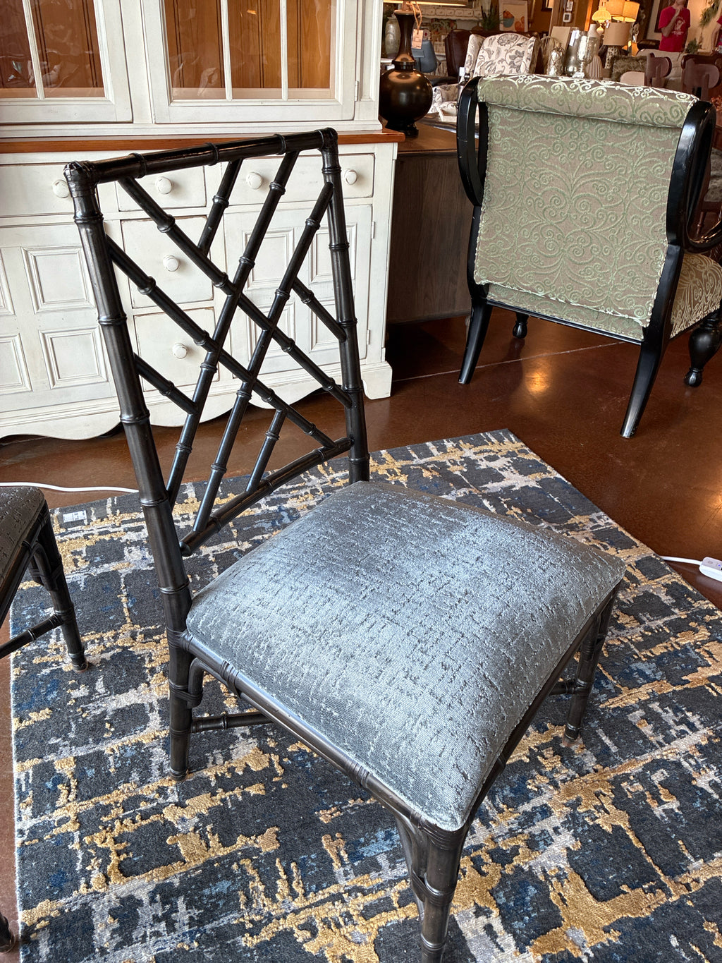 Set of 2 Dark Caned Back Ethan Allen Dining Room Chairs