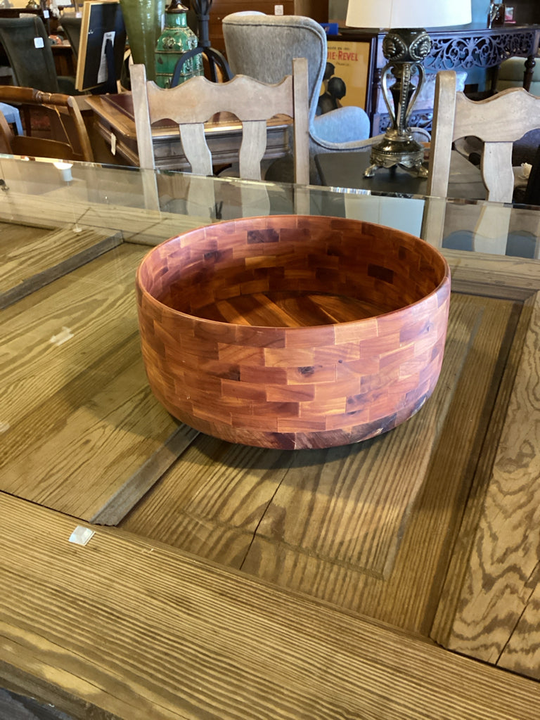 Decorative Wood Mosaic Bowl - Round